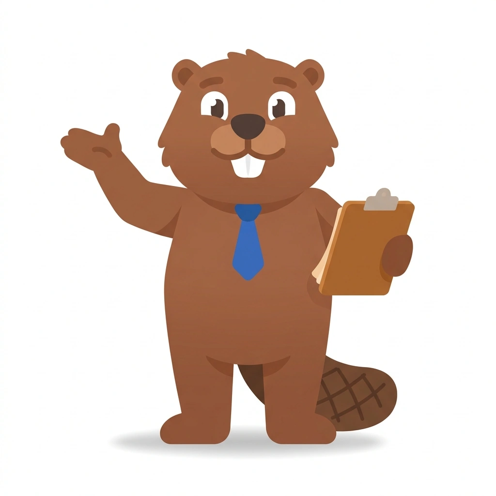 Bizzy the Beaver, the guide who teaches the The Business Mindset course