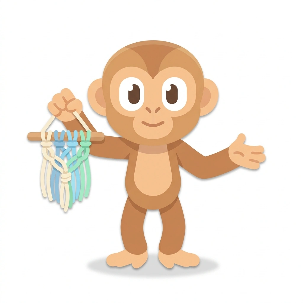 Milo the Macaque, the guide who teaches the Macrame Structure and Form course