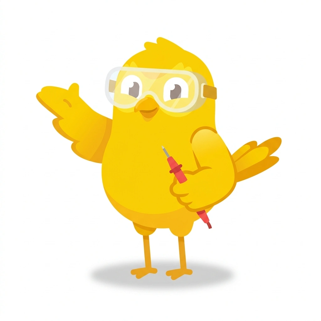 Sparky the Sparrow, the guide who teaches the How Electric Circuits Work course