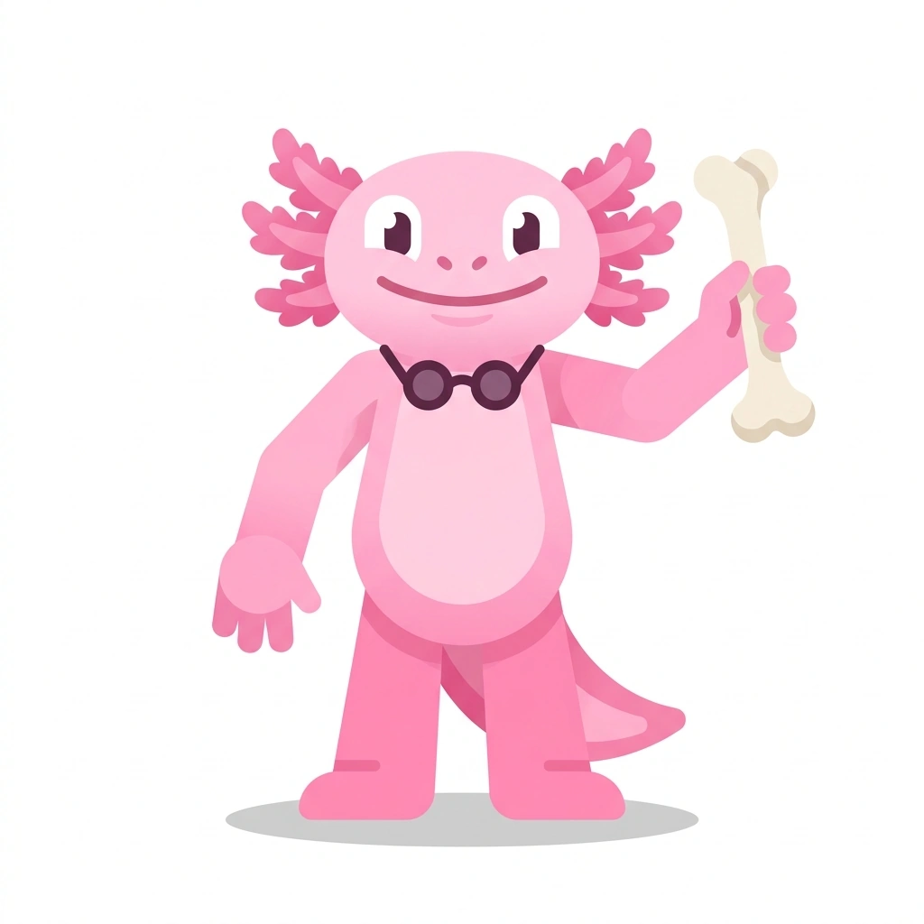 Artie the Axolotl, the guide who teaches the Functional Human Anatomy course