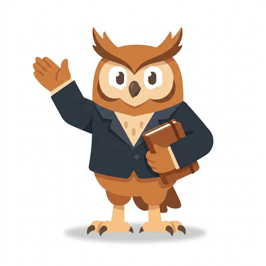 Orion the Owl, the guide who teaches the Psychology of Quiet Composure course