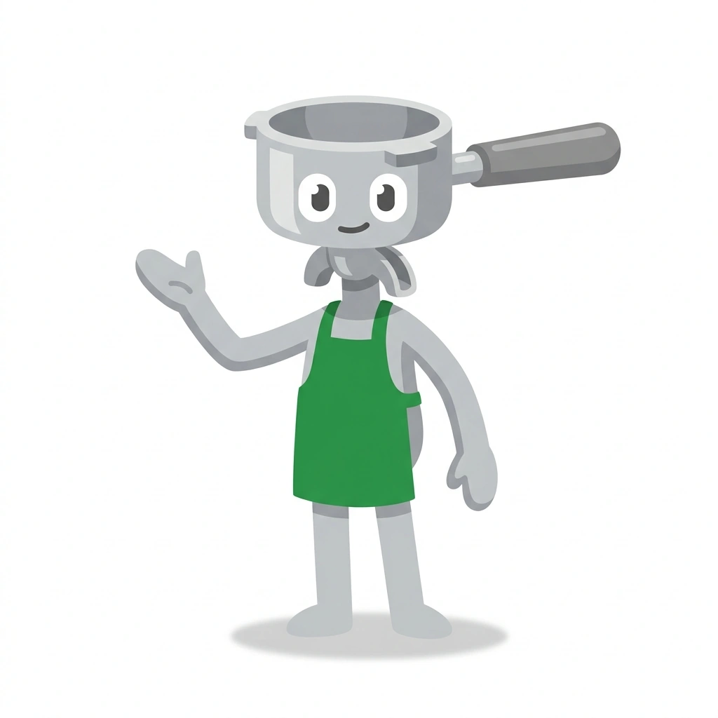 Pippa the Portafilter, the guide who teaches the Espresso by the Ounce course