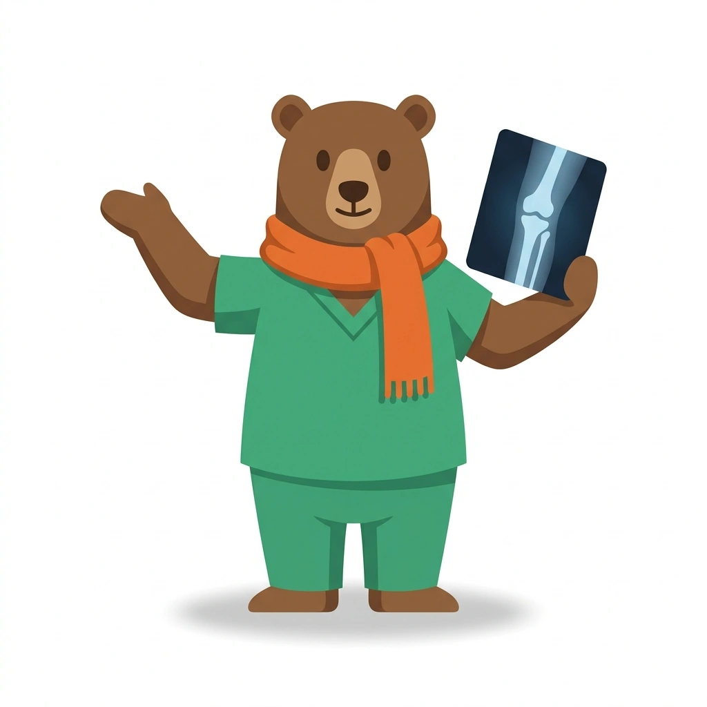 Barnaby the Bear, the guide who teaches the Advanced Orthopedic Surgery: High-Stakes Pitfalls course