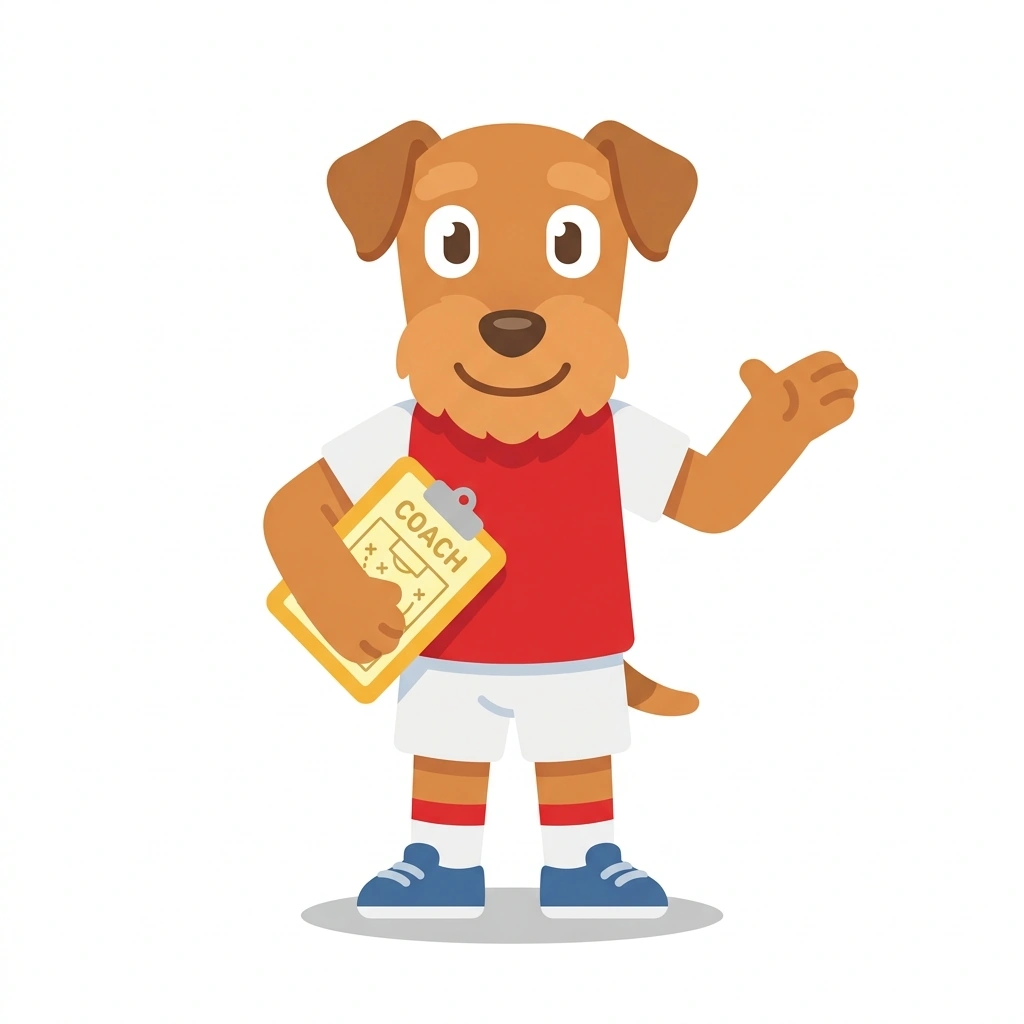 Artie the Airedale, the guide who teaches the Understanding Arsenal's Tactical Evolution course