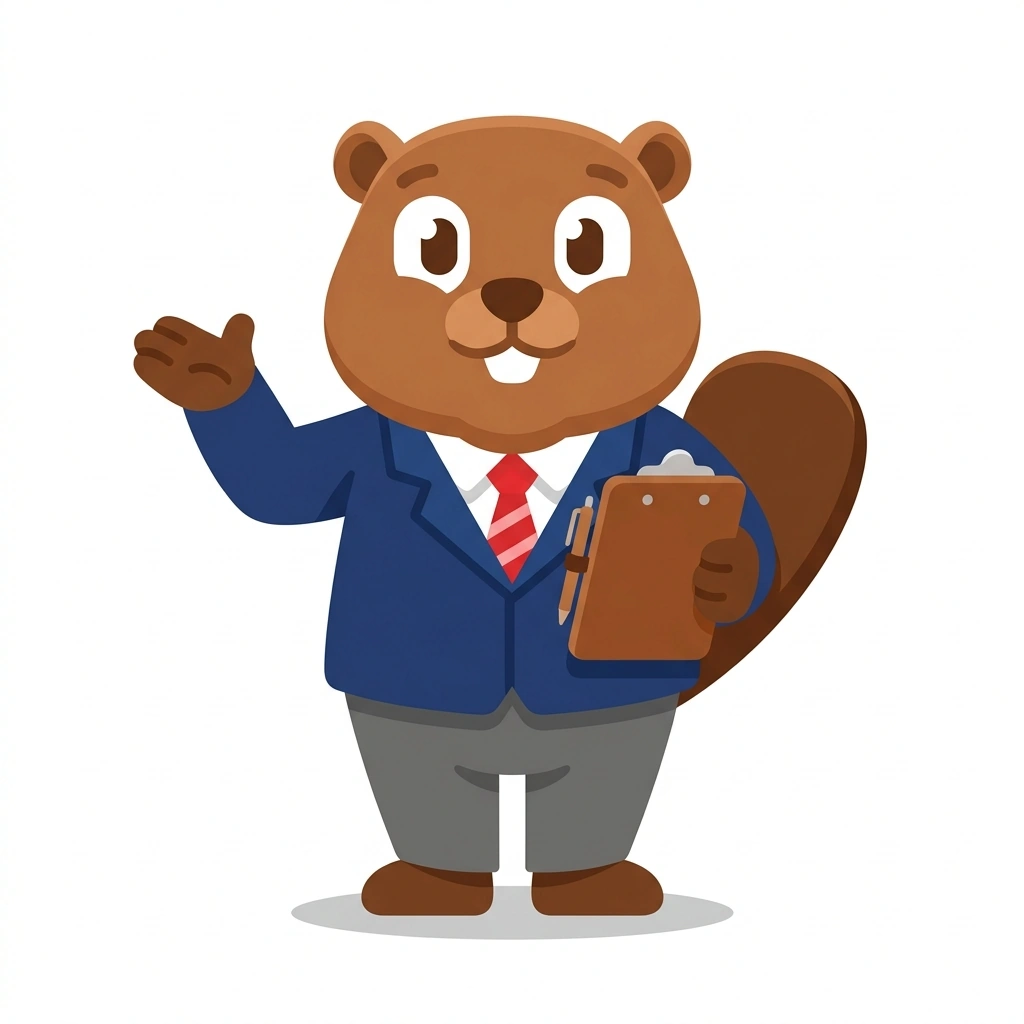 Barnaby the Beaver, the guide who teaches the How Business Really Works course