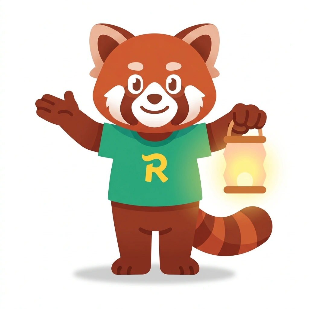 Ruby the Red Panda, the guide who teaches the The Path to Multiple Orgasms course