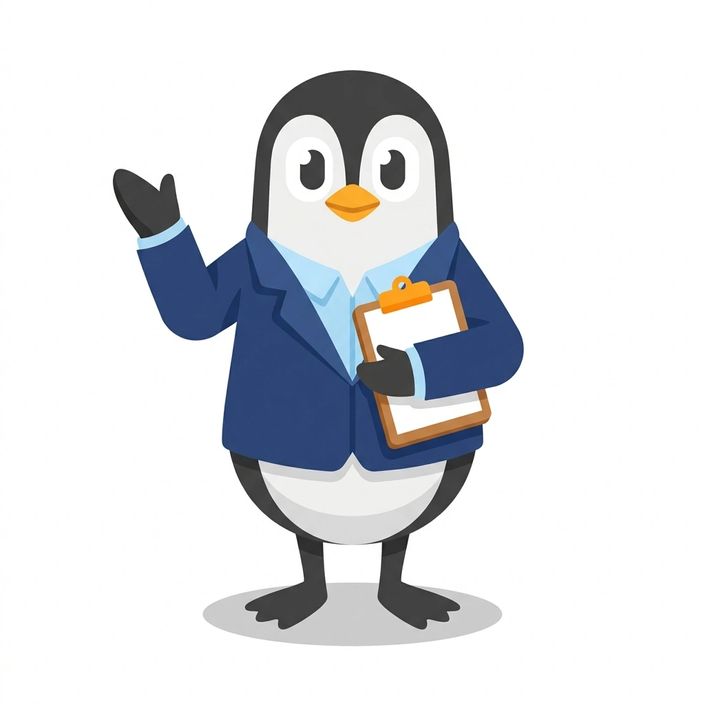 Percy the Penguin, the guide who teaches the Project Management for Leaders course