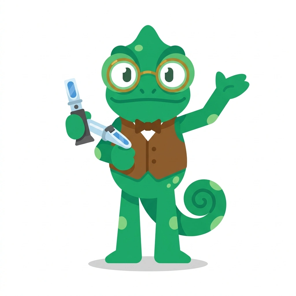 Crema the Chameleon, the guide who teaches the Precision Coffee Extraction course
