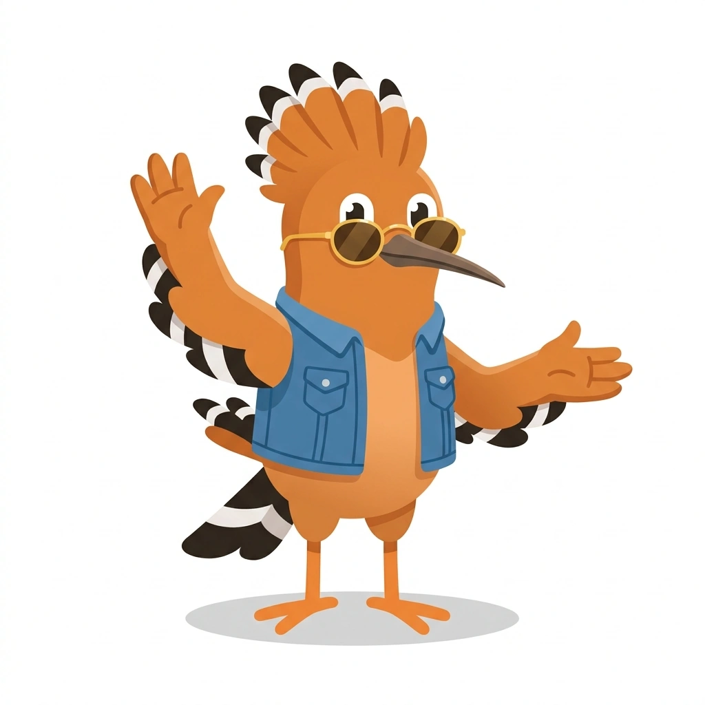 Hila the Hoopoe, the guide who teaches the עברית מדוברת ביומיום course