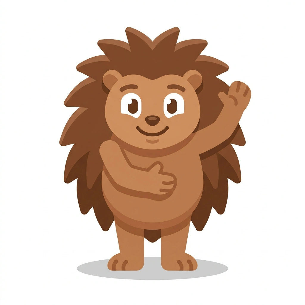 Hal the Hedgehog, the guide who teaches the The Art of Saying Hello course