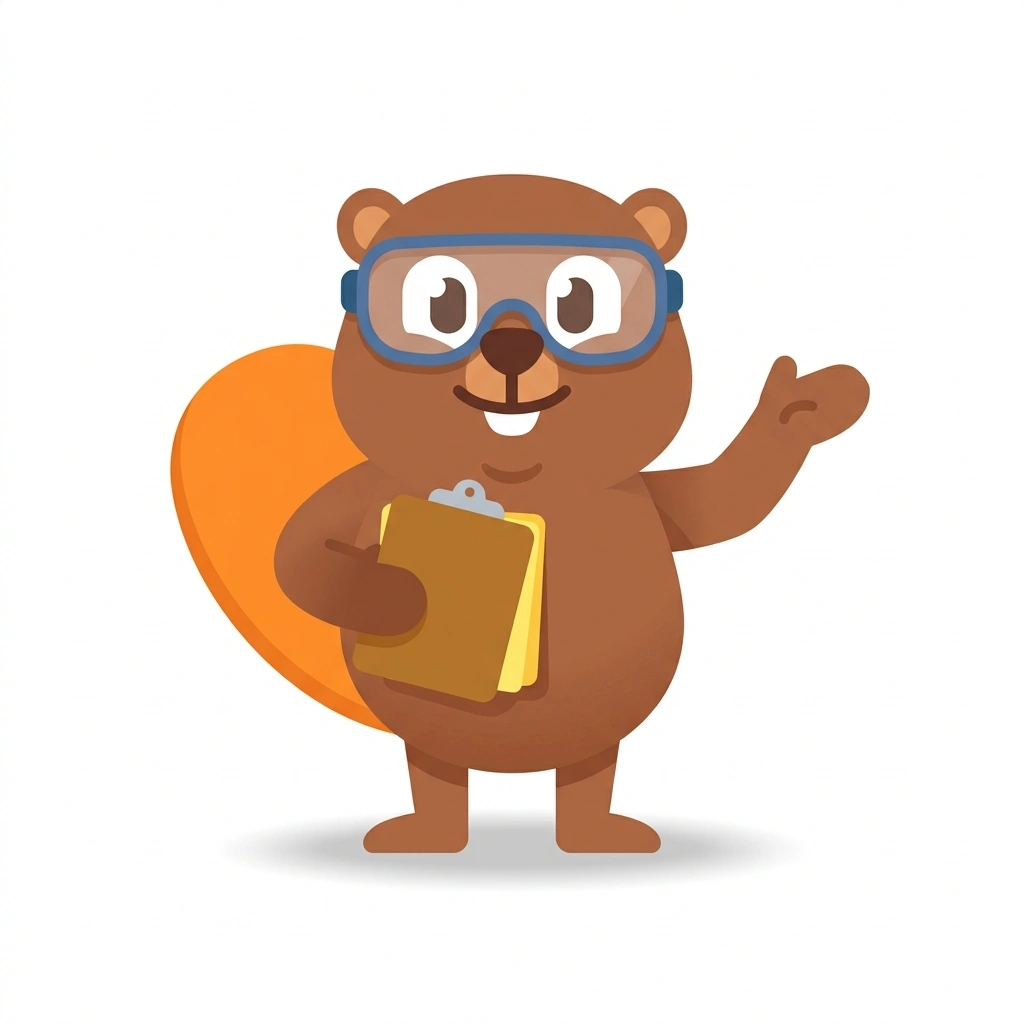 Barnaby the Beaver, the guide who teaches the Building a Business from Zero course