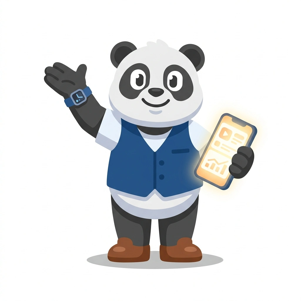 Pixel the Panda, the guide who teaches the User Interfaces: Design for Humans course