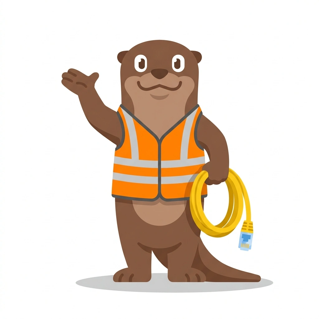 Otto the Otter, the guide who teaches the Industrial Networking in Practice course