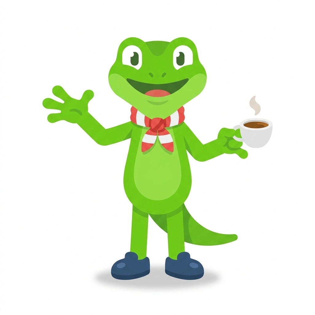 Gino the Gecko, the guide who teaches the Everyday Italian course