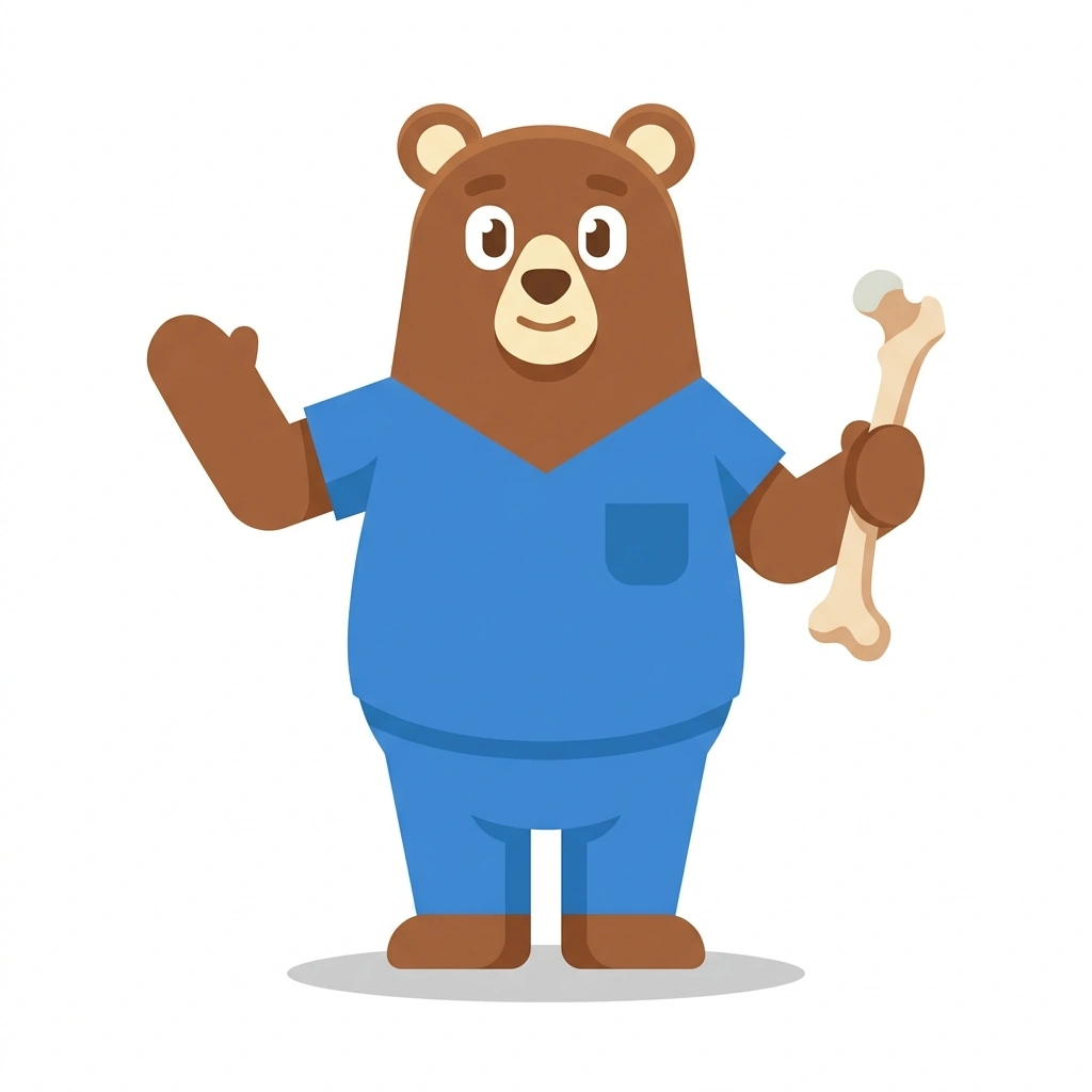 Barnaby the Bear, the guide who teaches the Human Anatomy: Bones and Muscle course
