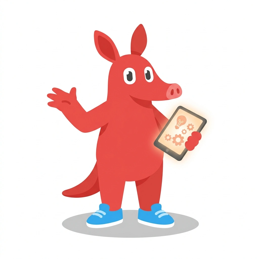 Artie the Aardvark, the guide who teaches the Building Web Apps with Angular course