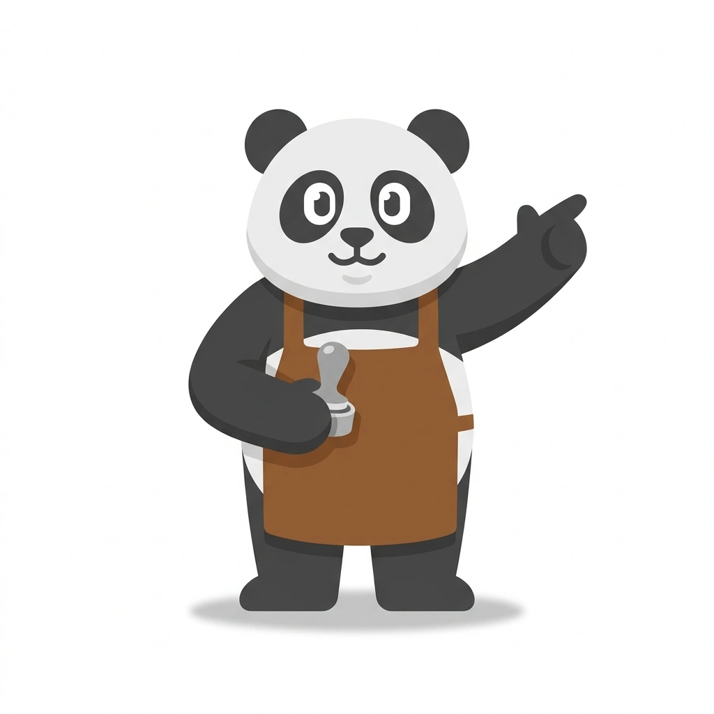Pip the Panda, the guide who teaches the Espresso by Taste and Roast course