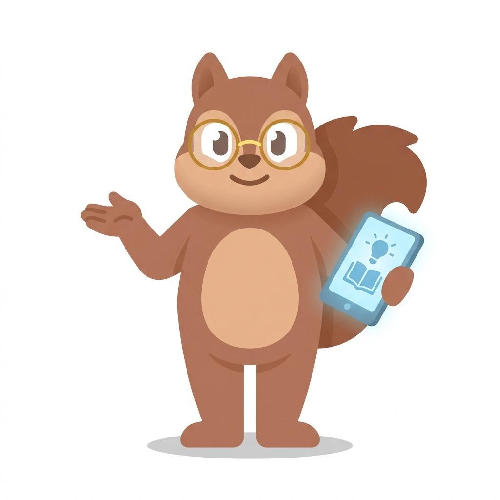 Sami the Squirrel, the guide who teaches the Social Media Balance Sheet course