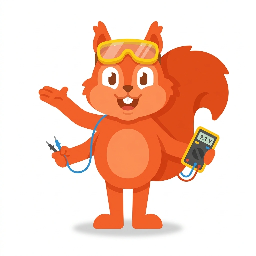 Sparky the Squirrel, the guide who teaches the Practical Electronics: From Circuits to Chips course