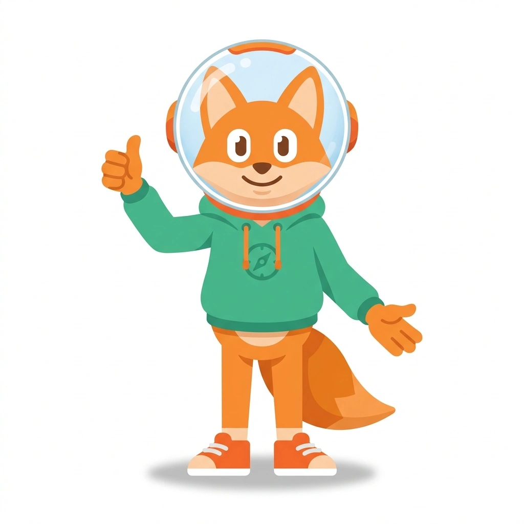 Rosie the Rocket Fox, the guide who teaches the How Rocket Engineering Works course