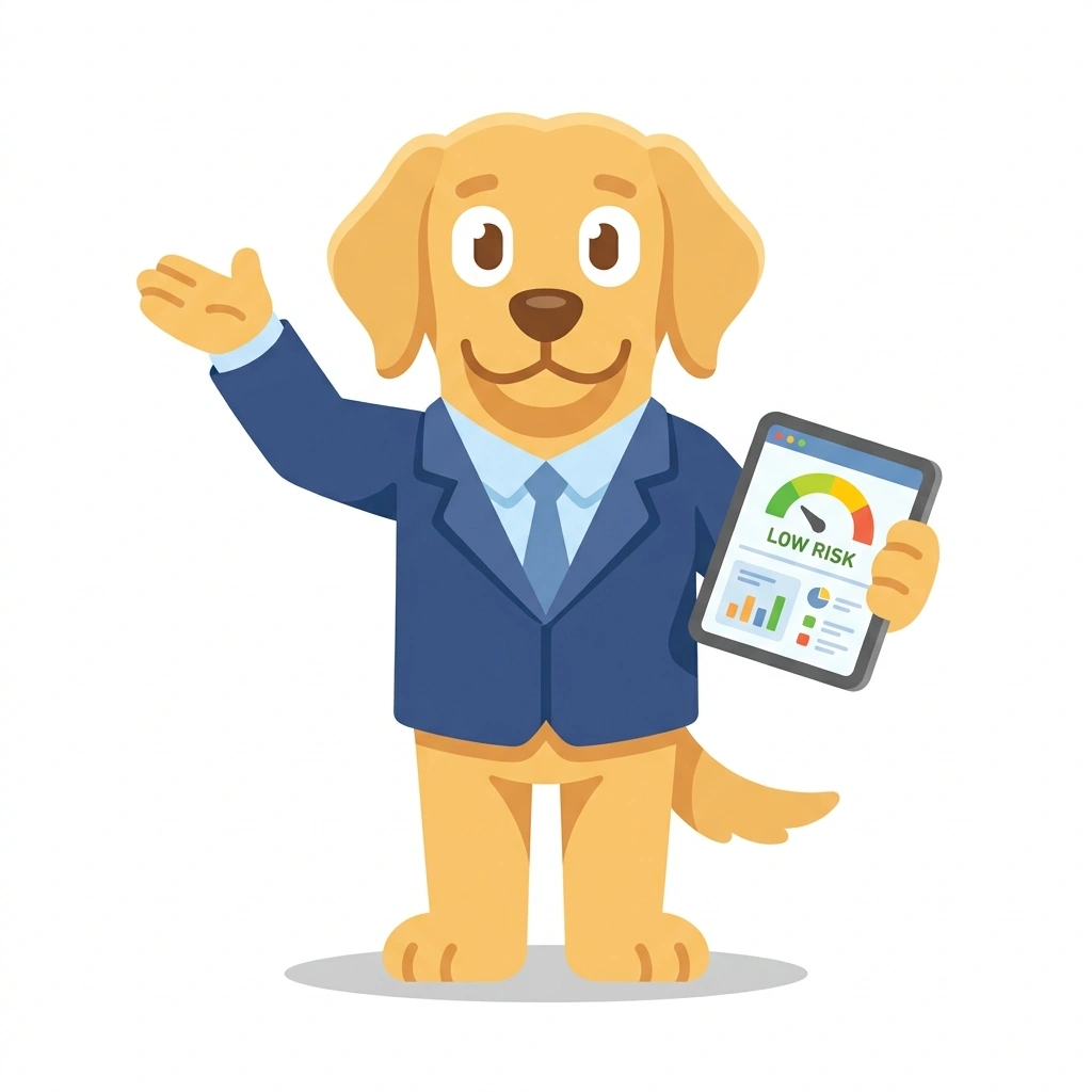 Reggie the Retriever, the guide who teaches the IT Risk and AI Governance course