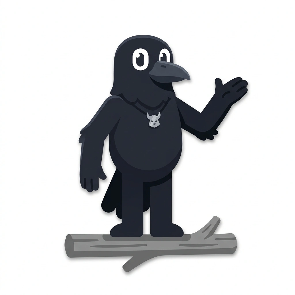 Rune the Raven, the guide who teaches the Norse Mythology: A Living World course