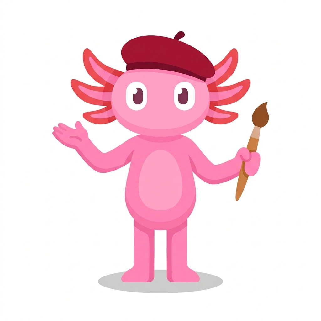 Artie the Axolotl, the guide who teaches the Studio Art Foundations course