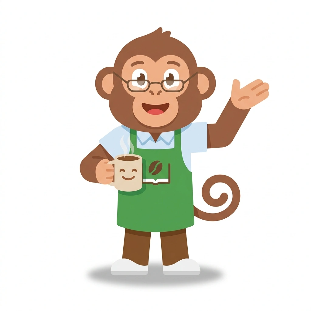 Mocha the Monkey, the guide who teaches the Better Coffee at Home course