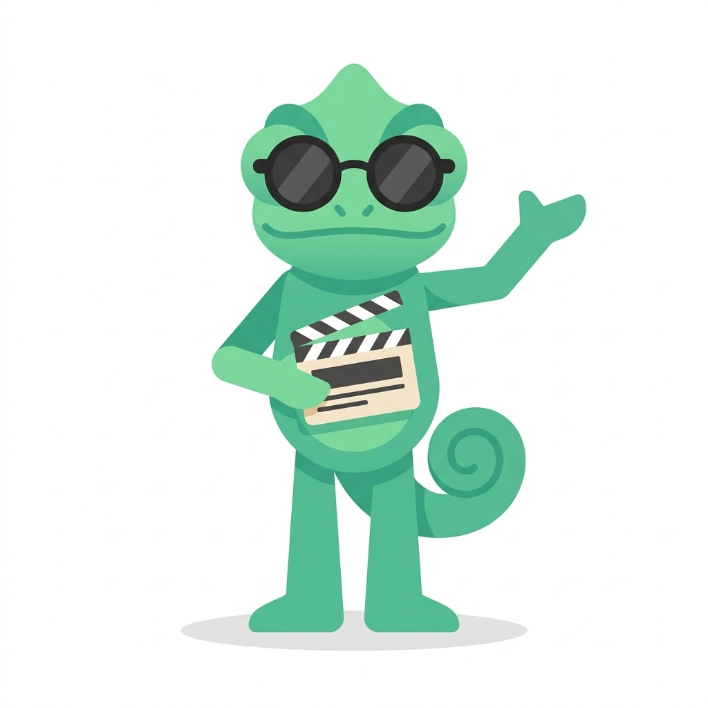 Clapper the Chameleon, the guide who teaches the Film Grammar: Beyond the Script course