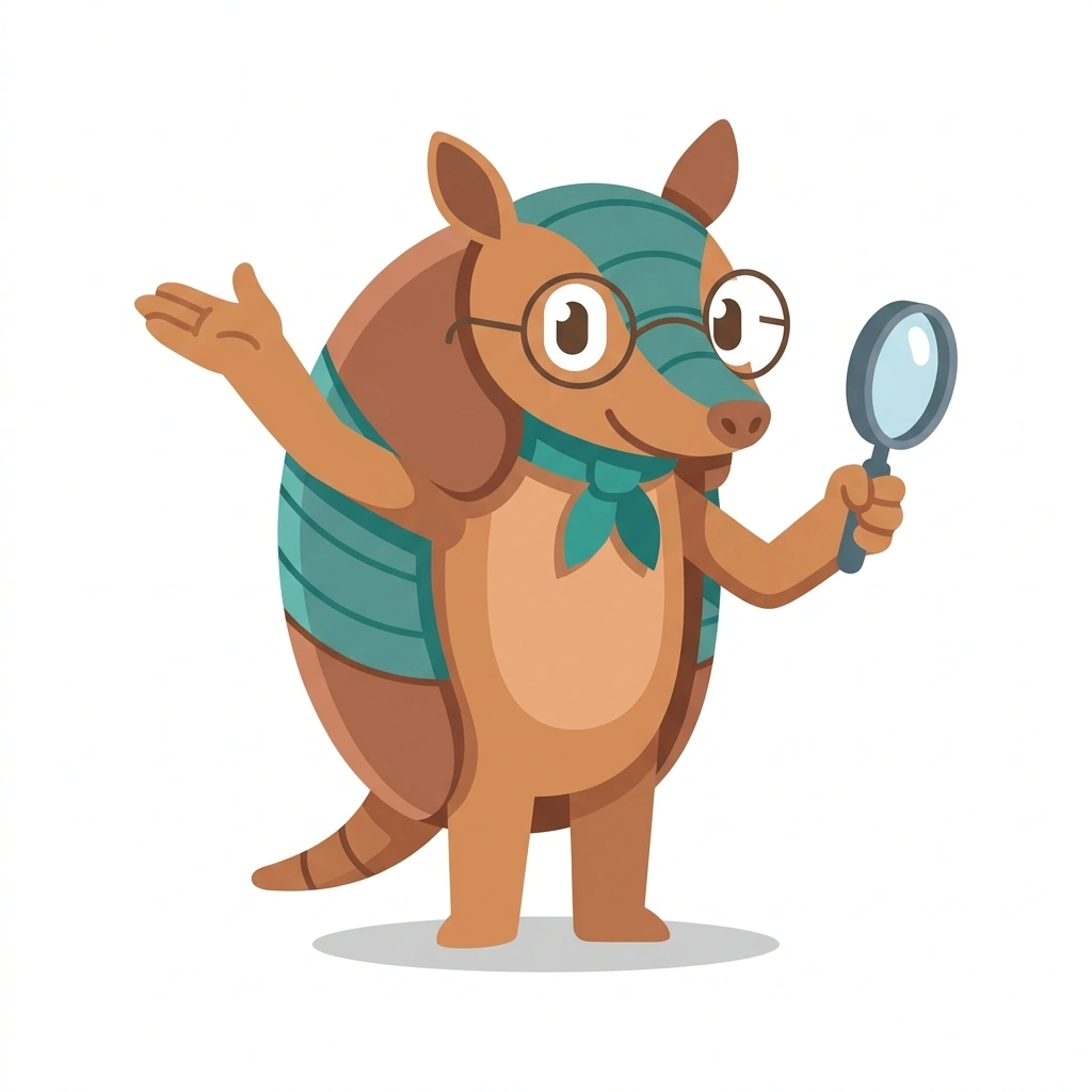 Archie the Armadillo, the guide who teaches the How to Think Like a Historian course
