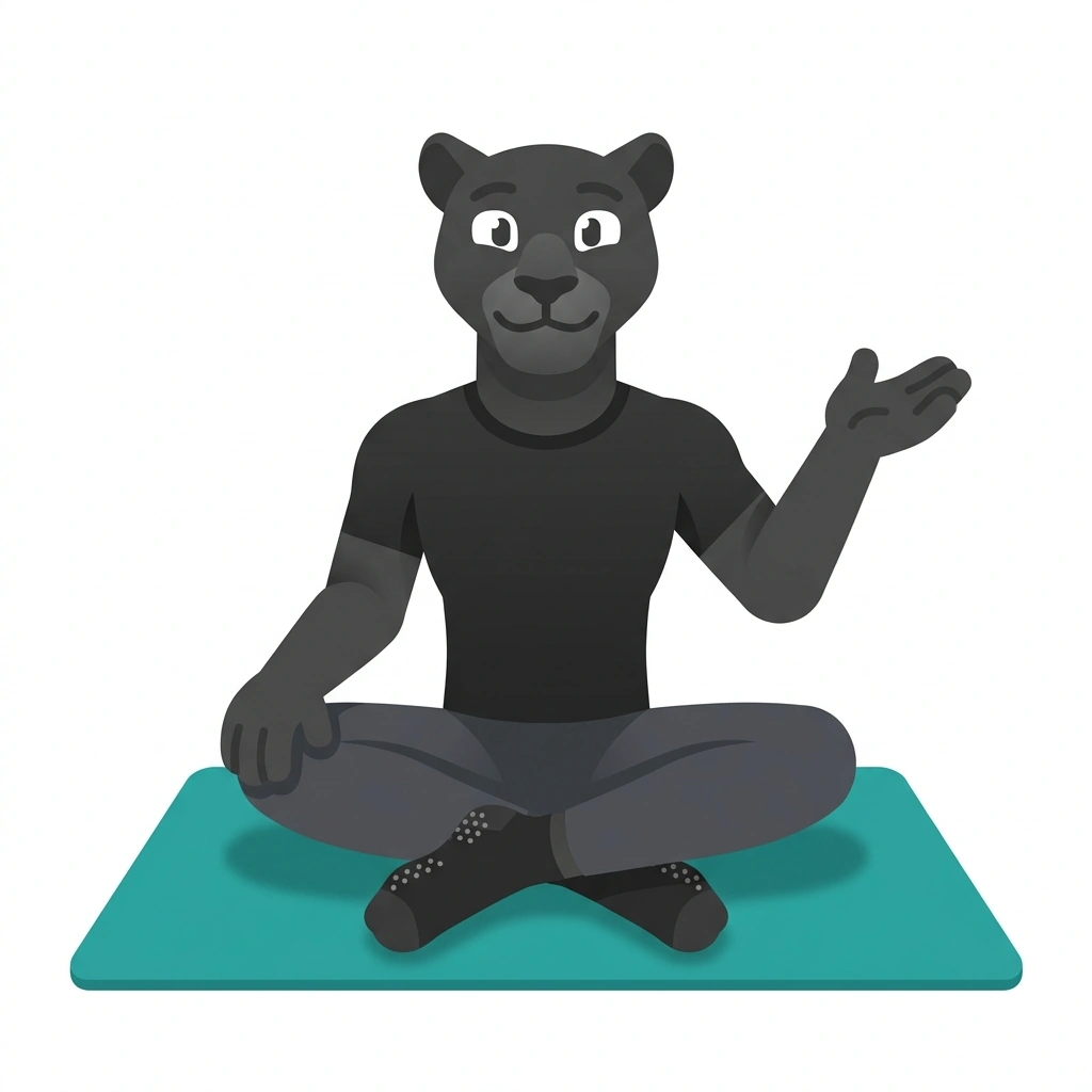Penny the Panther, the guide who teaches the Mat Pilates: Movement and Anatomy course
