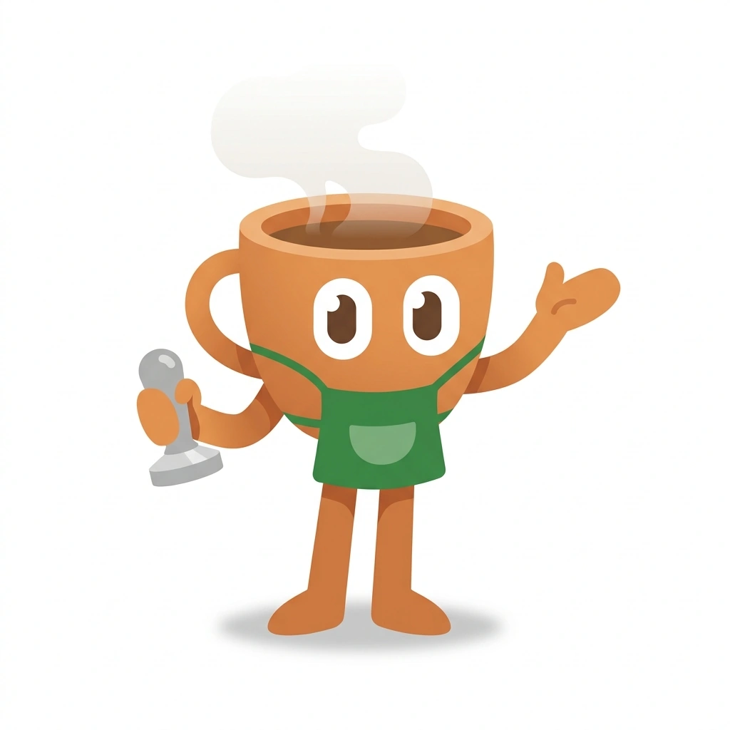 Eddie the Espresso, the guide who teaches the Espresso at Home course