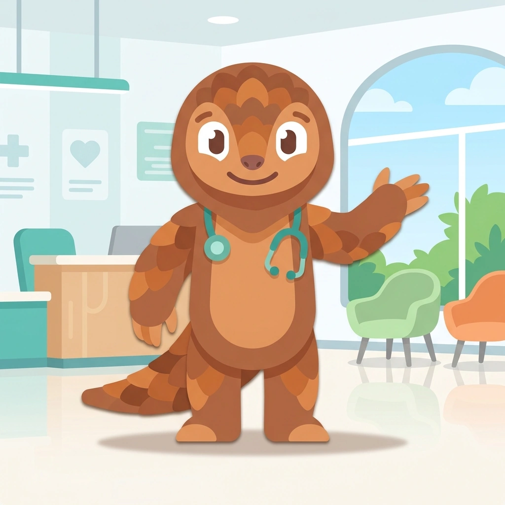 Pippa the Pangolin, the guide who teaches the How Everyday Medicine Works course