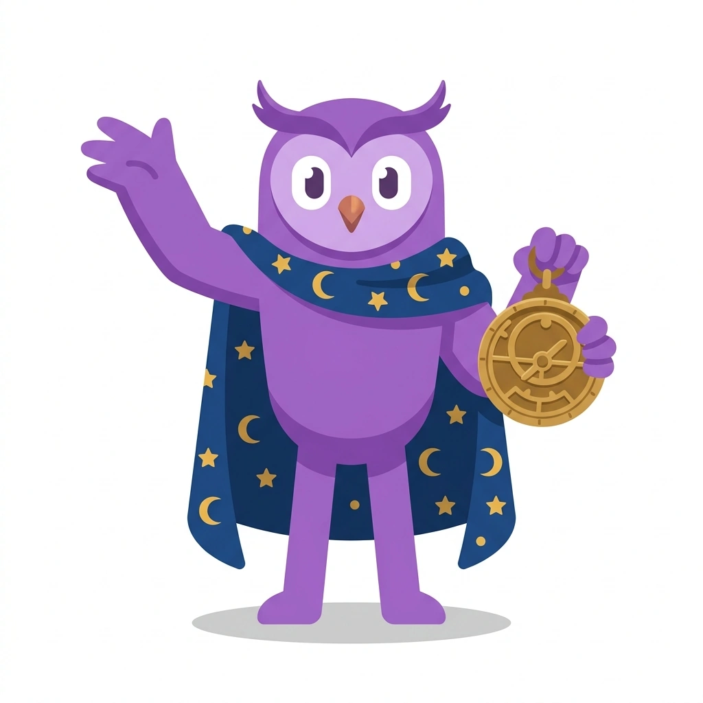Astra the Owl, the guide who teaches the Reading Your Birth Chart course