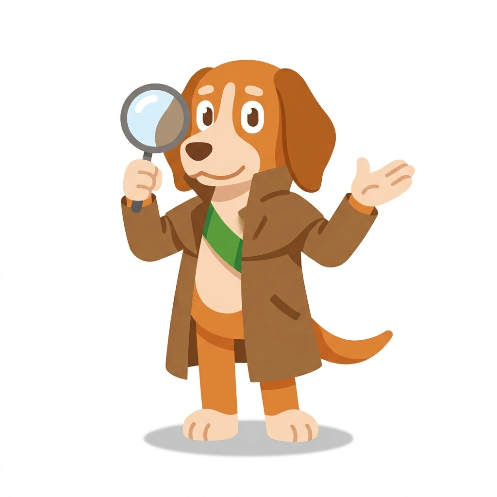 Felix the Foxhound, the guide who teaches the Forensic Science: Reading Physical Clues course