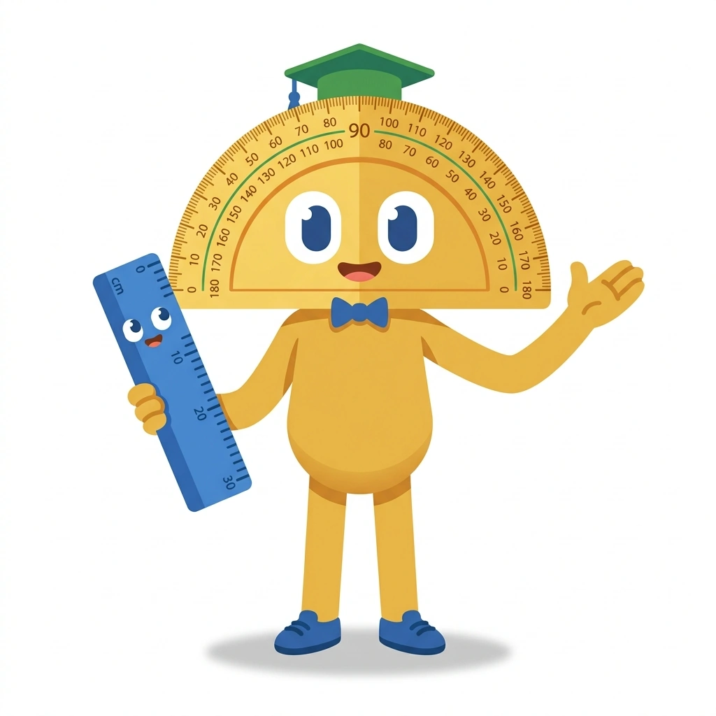 Penny the Protractor, the guide who teaches the Precalculus Trigonometry course