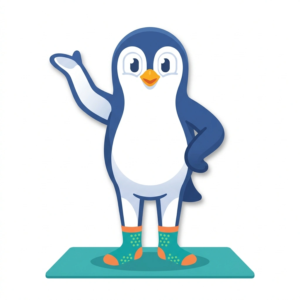 Penny the Penguin, the guide who teaches the Pelvic Floor Health in Pilates course