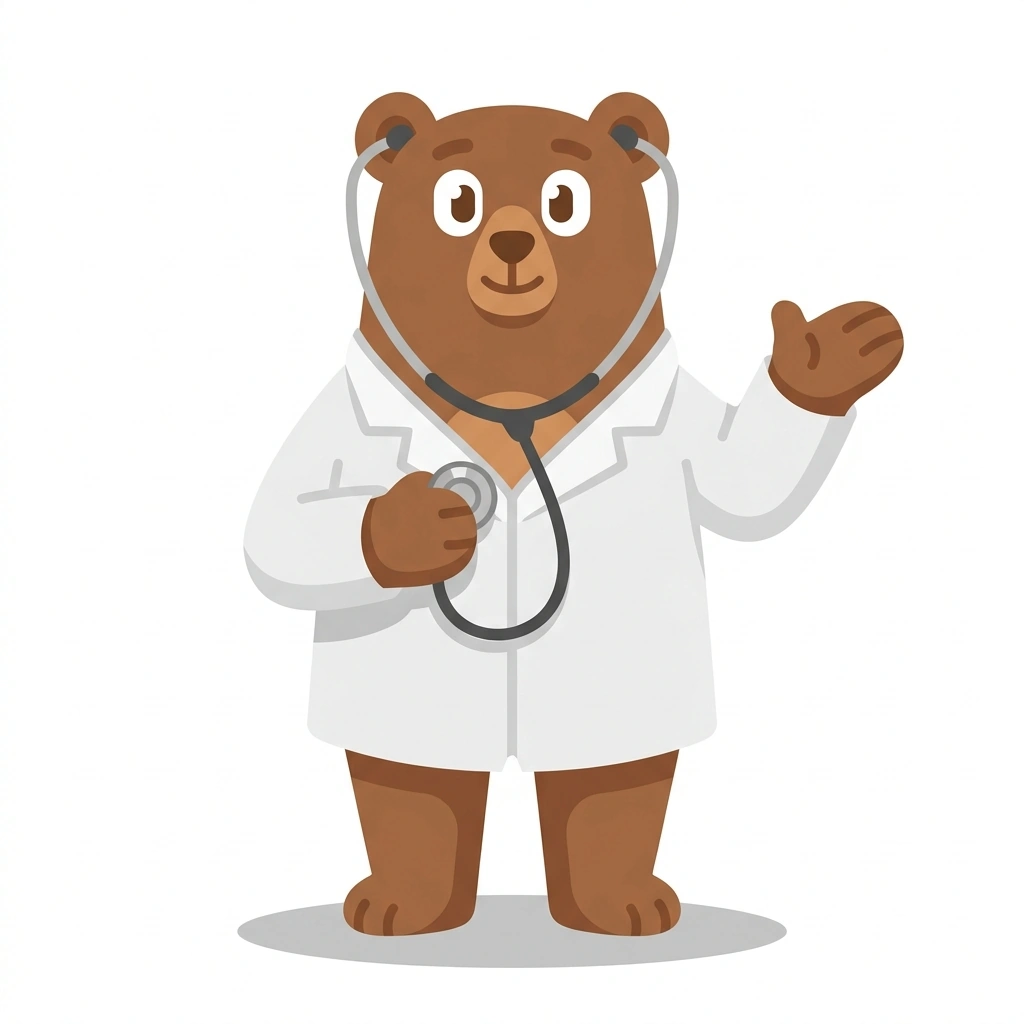 Barnaby the Bear, the guide who teaches the How the Human Body Works course
