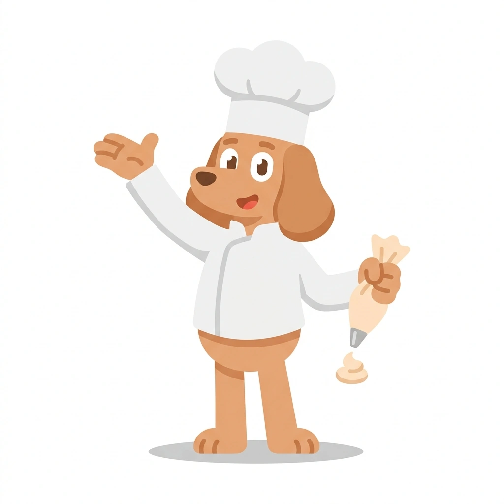 Pierre the Poodle, the guide who teaches the The Architecture of French Pâtisserie course