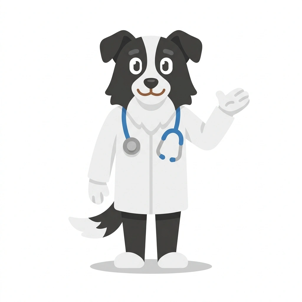 Clara the Collie, the guide who teaches the Thinking Through Patient Cases course