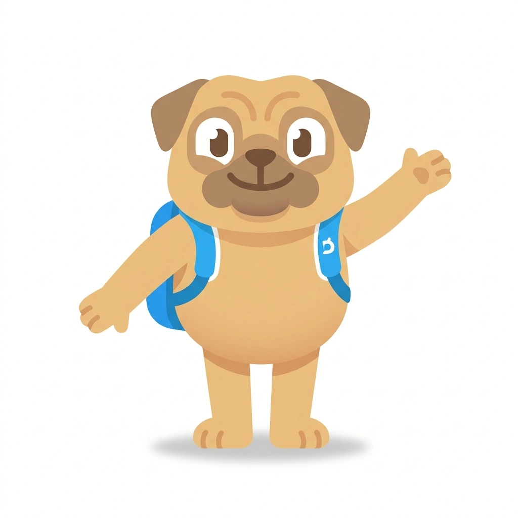 Pax the Pug, the guide who teaches the Leading the Pack: The Cesar Millan Way course