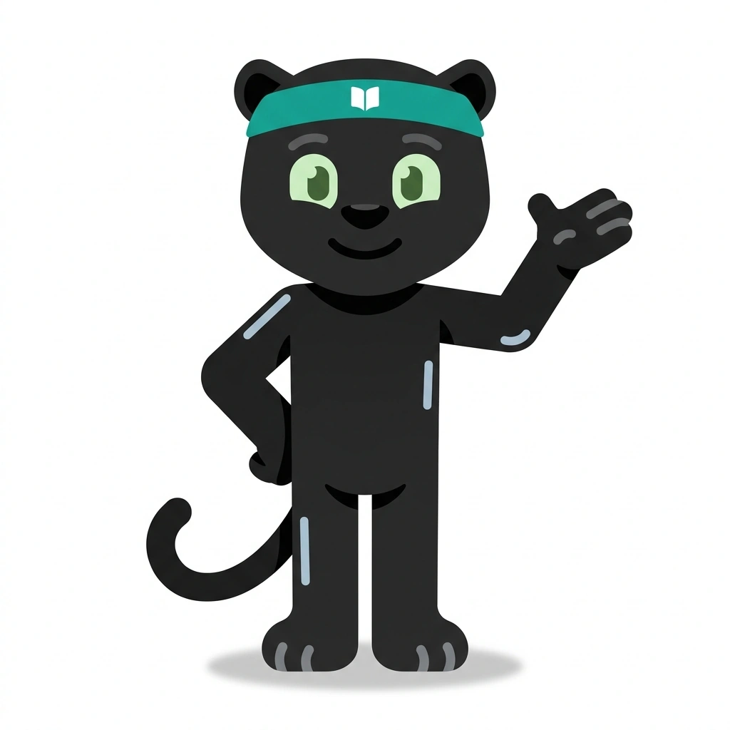 Pippa the Pilates Panther, the guide who teaches the Pilates Teacher Training course