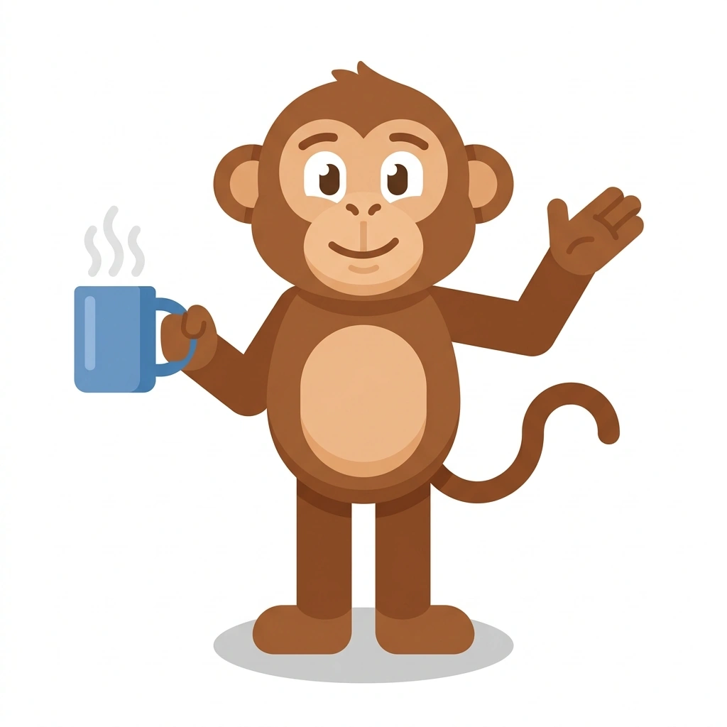 Mocha the Monkey, the guide who teaches the Brewing Better Coffee course