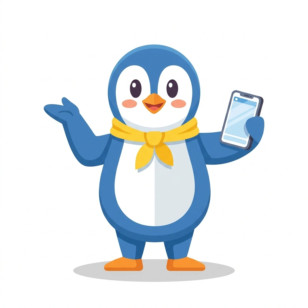 Pip the Penguin, the guide who teaches the Better Photos with Your iPhone course