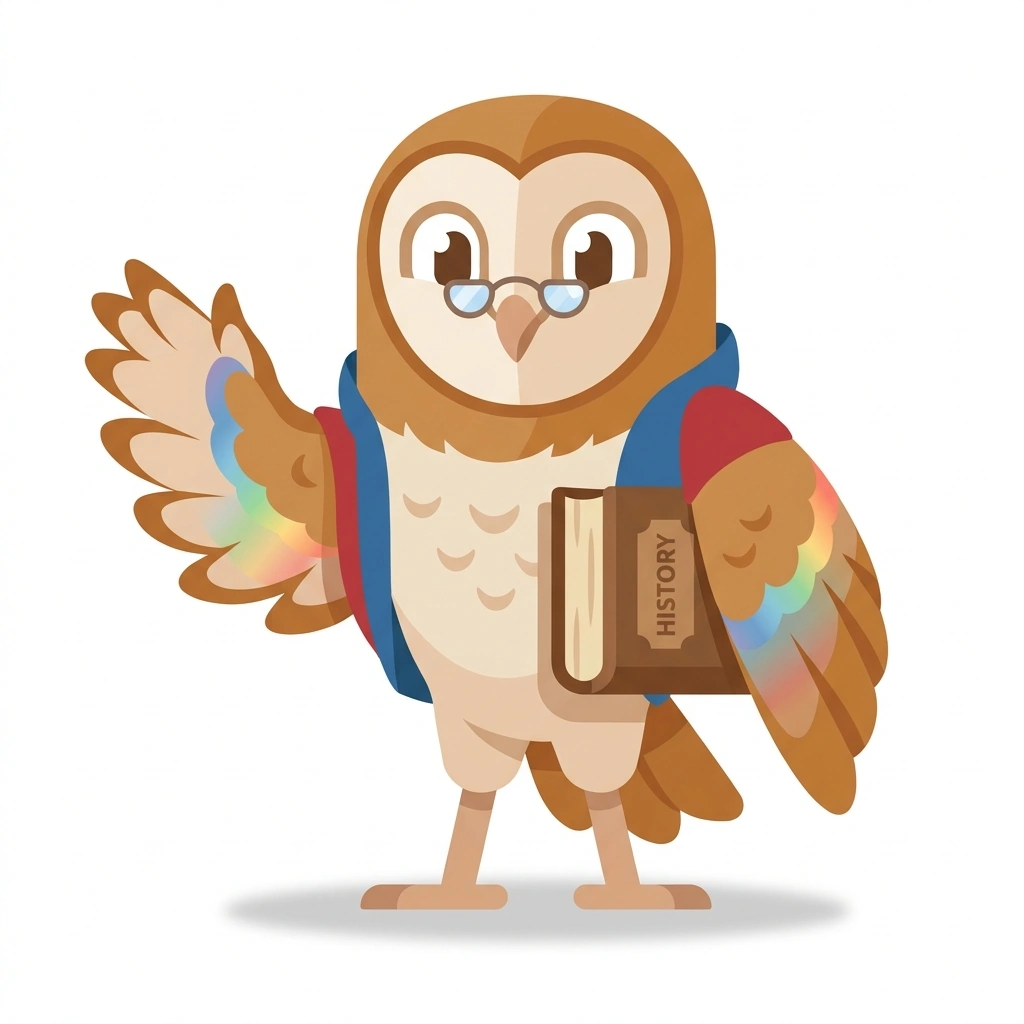 Barnaby the Barn Owl, the guide who teaches the Queer History and the Bible course