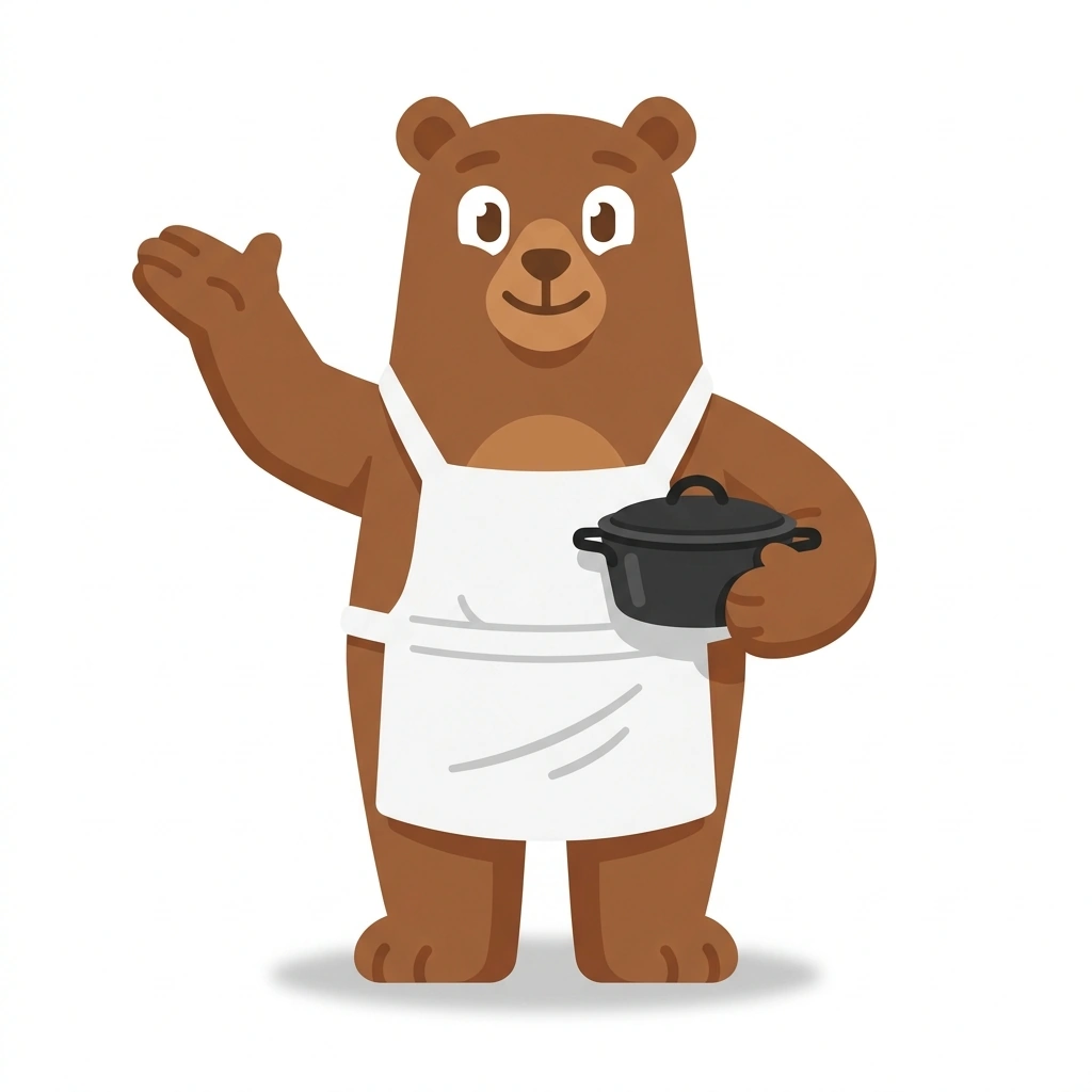 Barnaby the Bear, the guide who teaches the Everyday Sourdough Baking course