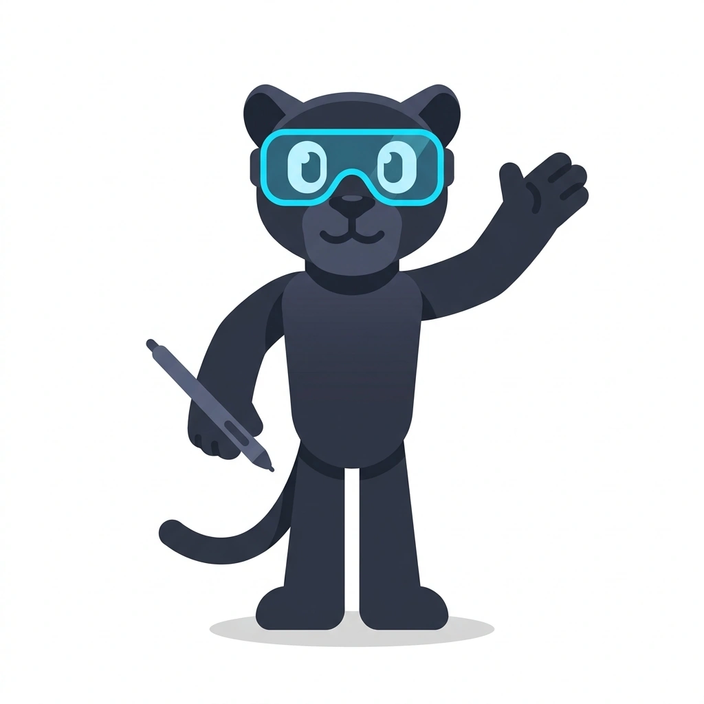Pixel the Panther, the guide who teaches the High-Velocity Photoshop course