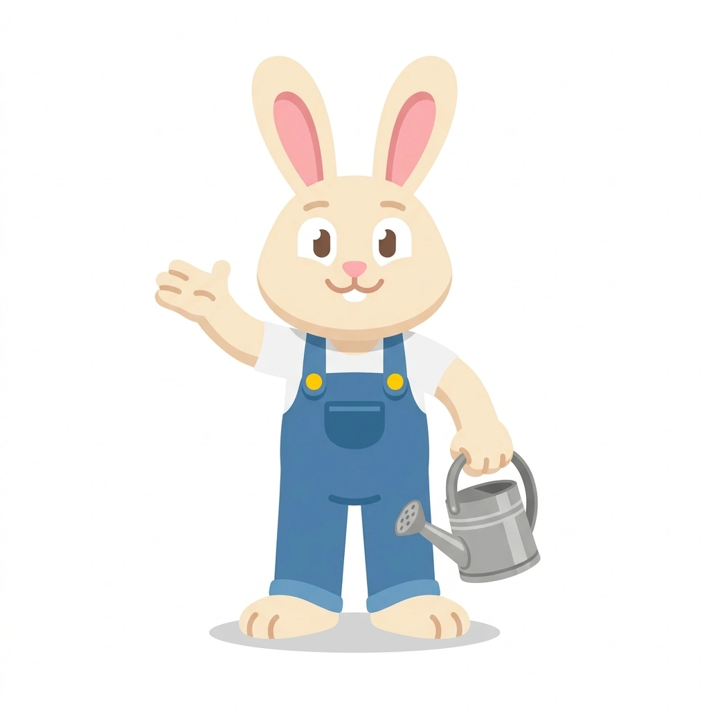 Barnaby the Bunny, the guide who teaches the How to Grow a Plant course