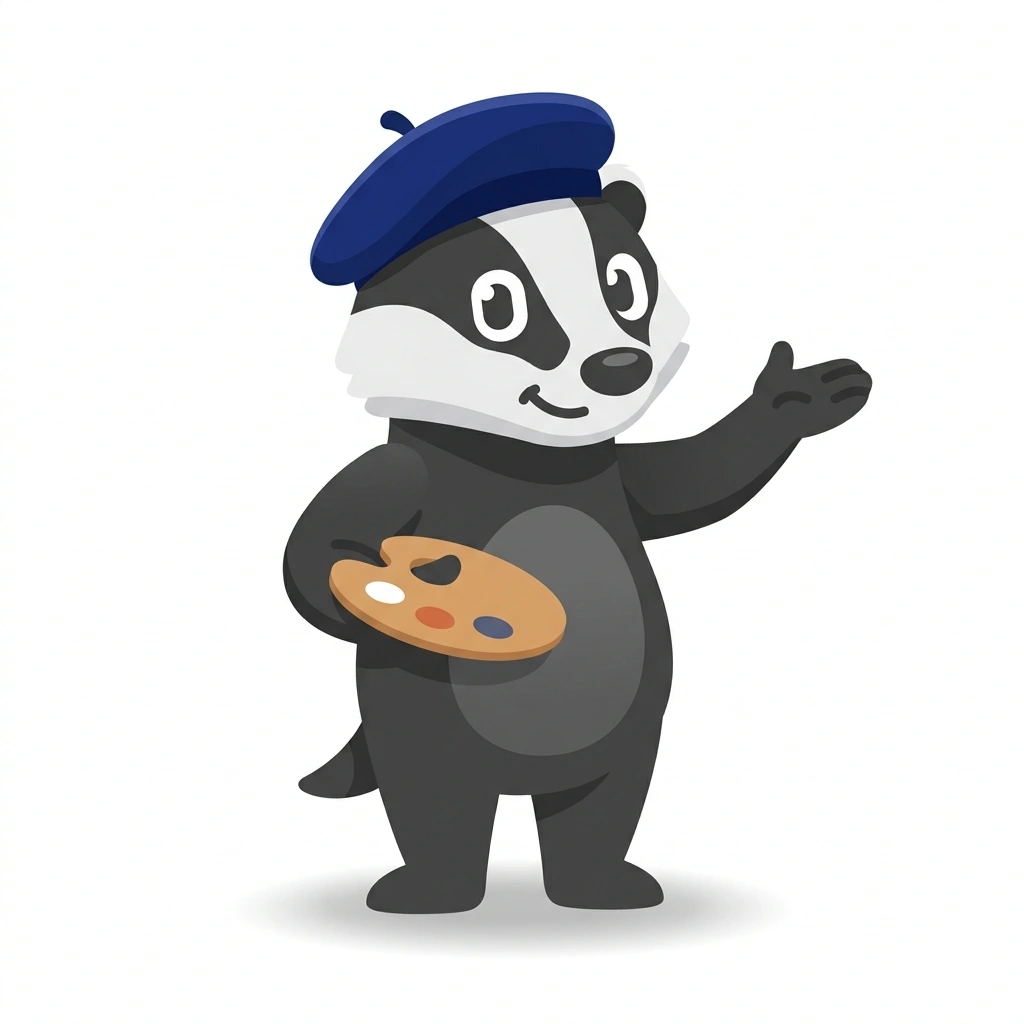 Barnaby the Badger, the guide who teaches the Reading Art Across East and West course