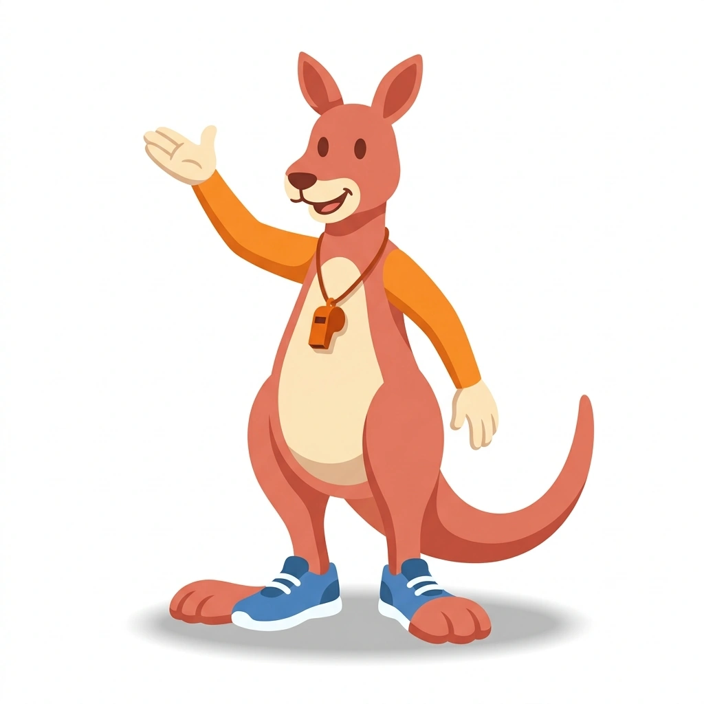 Kip the Kangaroo, the guide who teaches the Anatomy for Athletic Movement course